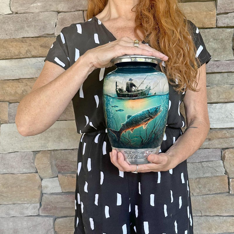 Double Trouble Inc Fishing Urn for Human Ashes | Large Handcrafted Funeral Memorial | Decorative Cremation Fishing Urn for Women and Men - Image 4